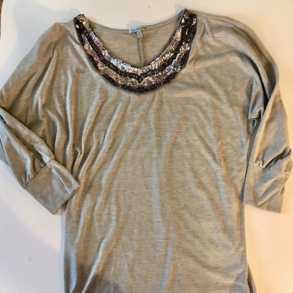 Women’s Casual Top with Sequined Collar